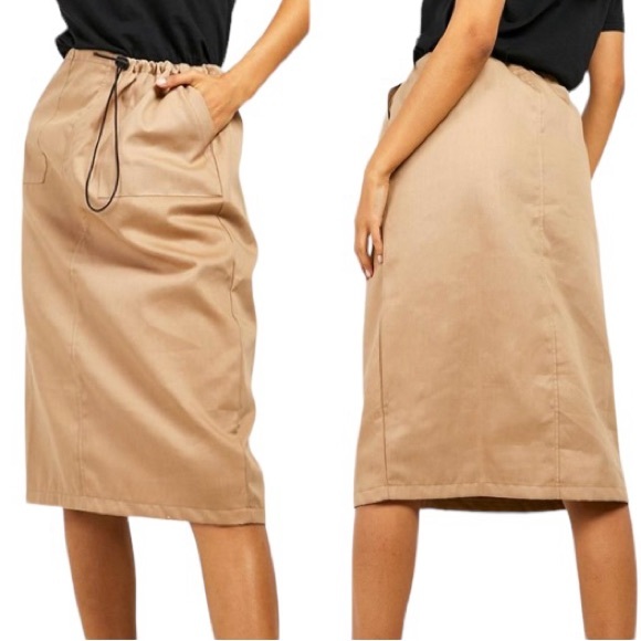 Boohoo Dresses & Skirts - Drawcord High Waisted Cargo Midi Skirt
